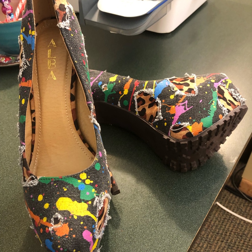 ALba Leopard & Denim Jennifer Distressed sexy platform Alba Bontanica